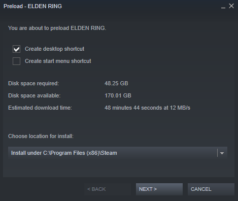 艾尔登法环开启预载 Steam预载容量48.25GB