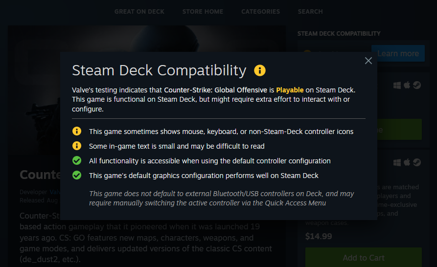 CS：GO等多款游戏现已列入Steam Deck支持列表