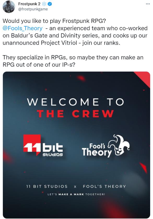 冰汽时代RPG？11Bit宣布Fool\&#8217;s Theory团队加入