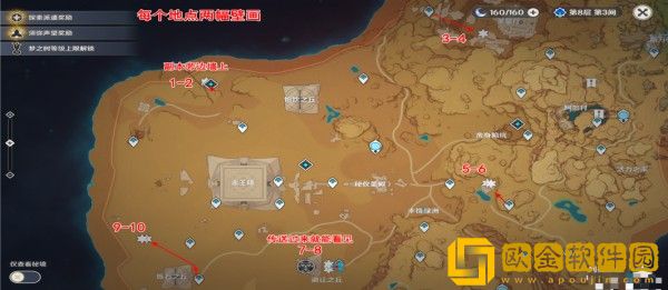 原神须弥沙漠触碰10处壁画位置在哪里-原神须弥沙漠触碰10处壁画位置大全