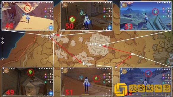 原神3.1沙漠草神瞳分布在哪里